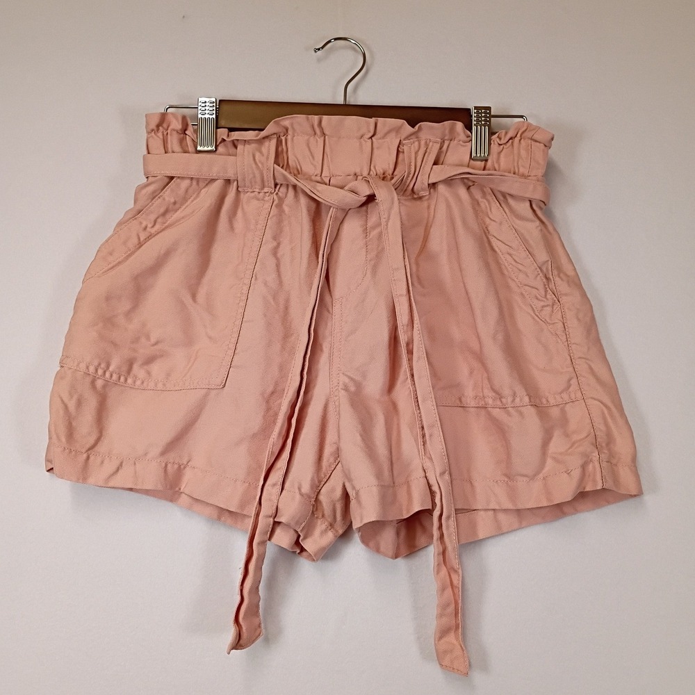 Coastal Summer Time and Tru Womens XS Peach Pink Lyocell Paperbag Waist Shorts